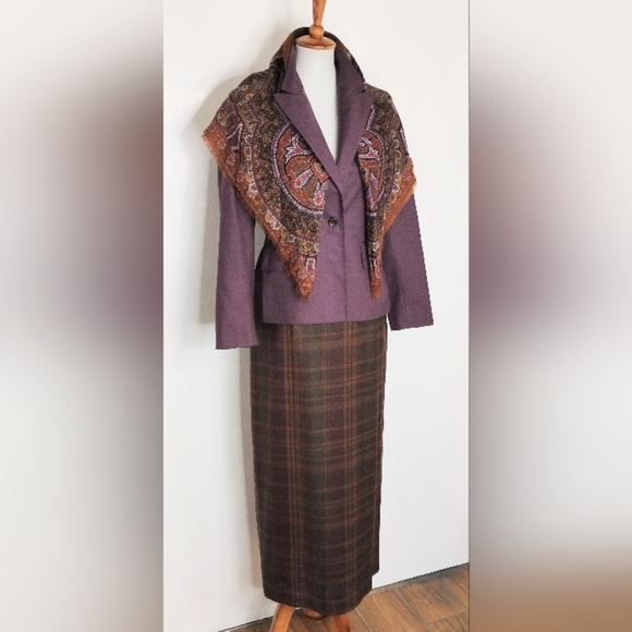 DARK PLUM WOOL BLEND JACKET - Picture 2 of 8